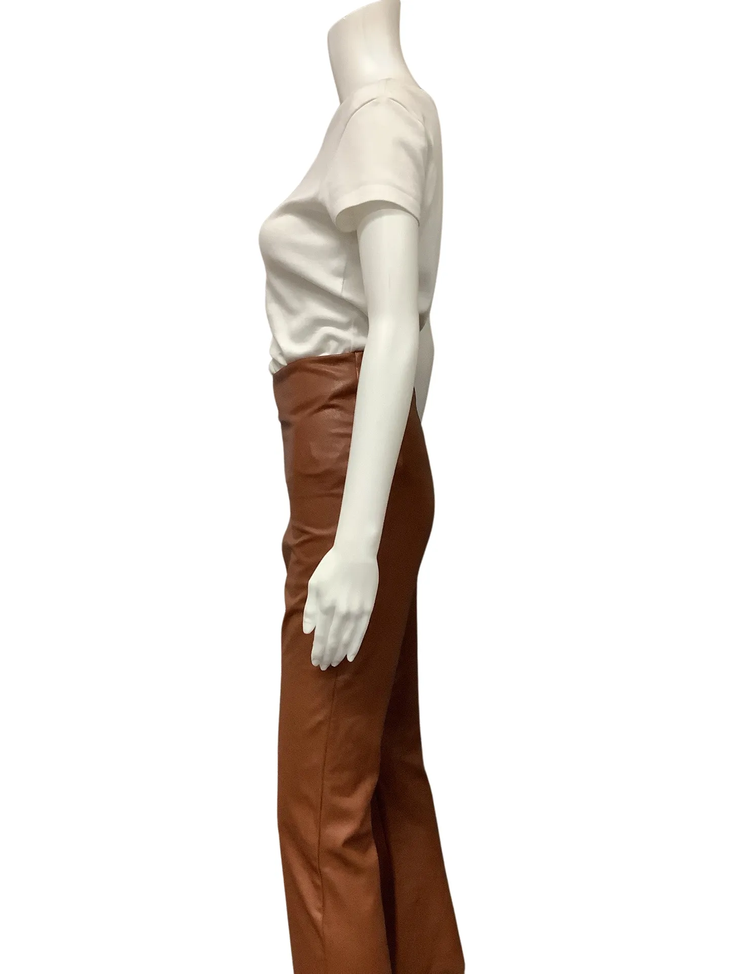 Commando Women's Pant Brown Faux Leather Flared Cropped Size: L