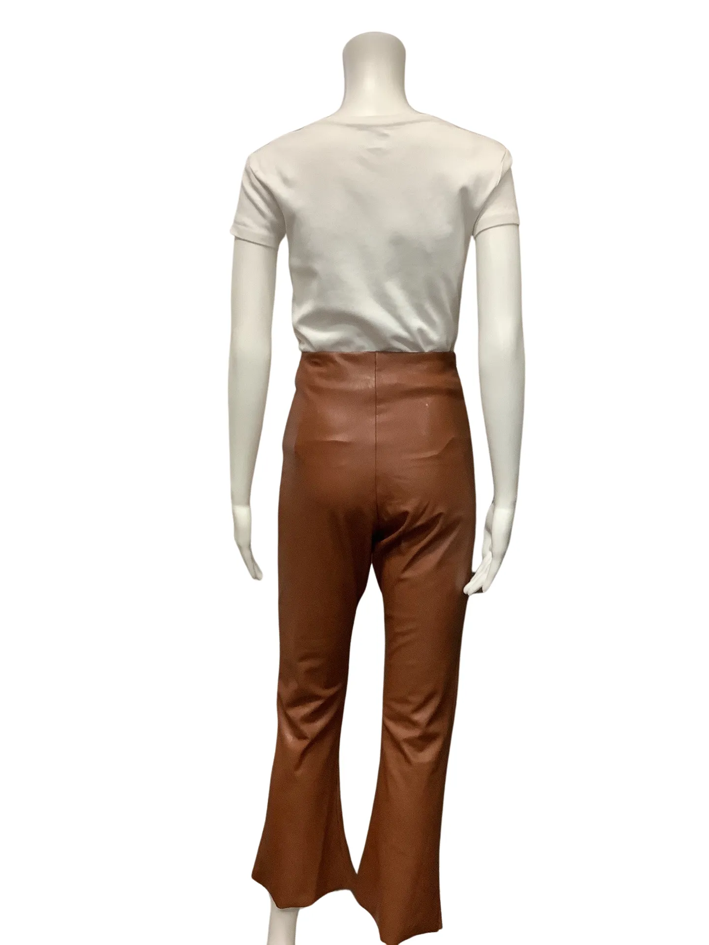 Commando Women's Pant Brown Faux Leather Flared Cropped Size: L