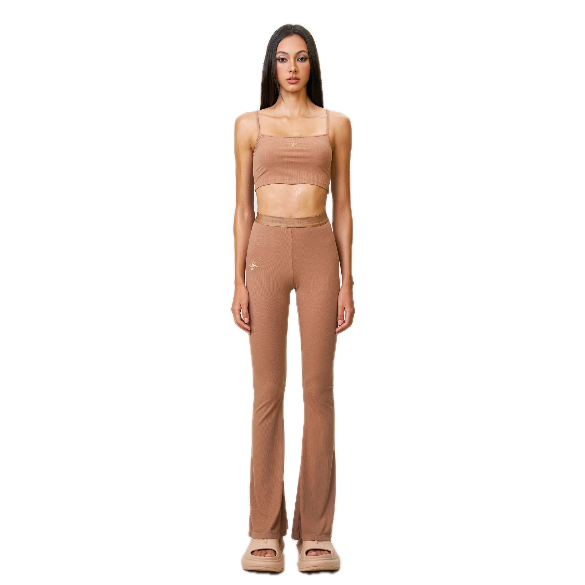 Compass Hug High-Waisted Sports Flared Pants Nude