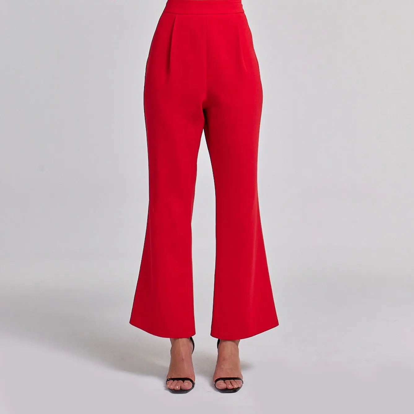 Crepe High Waist Flared Pants