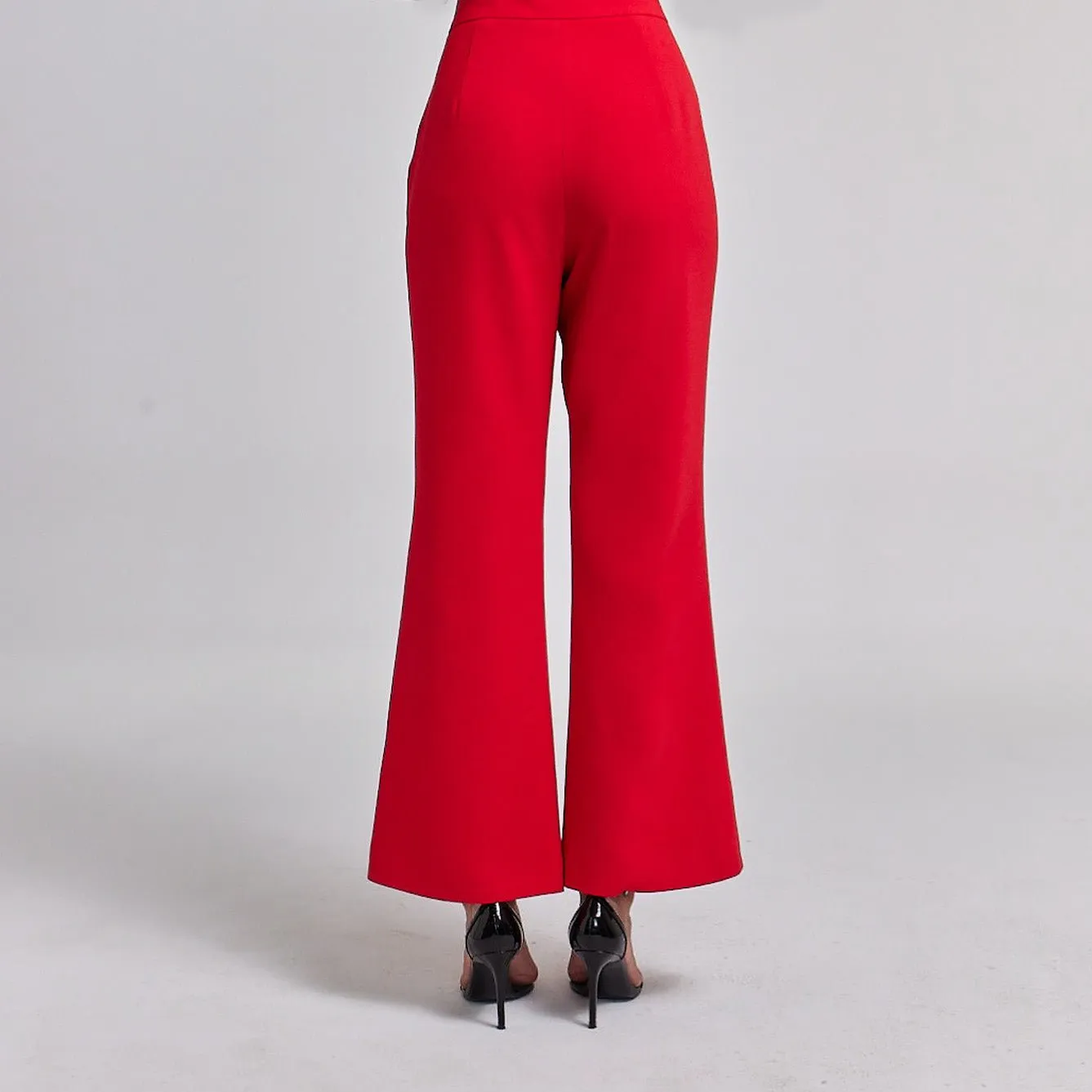 Crepe High Waist Flared Pants