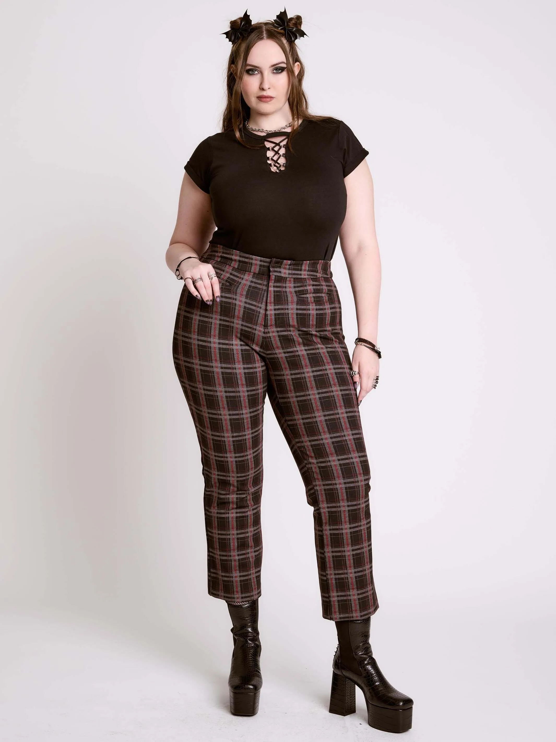 Cropped Vintage Plaid Pants