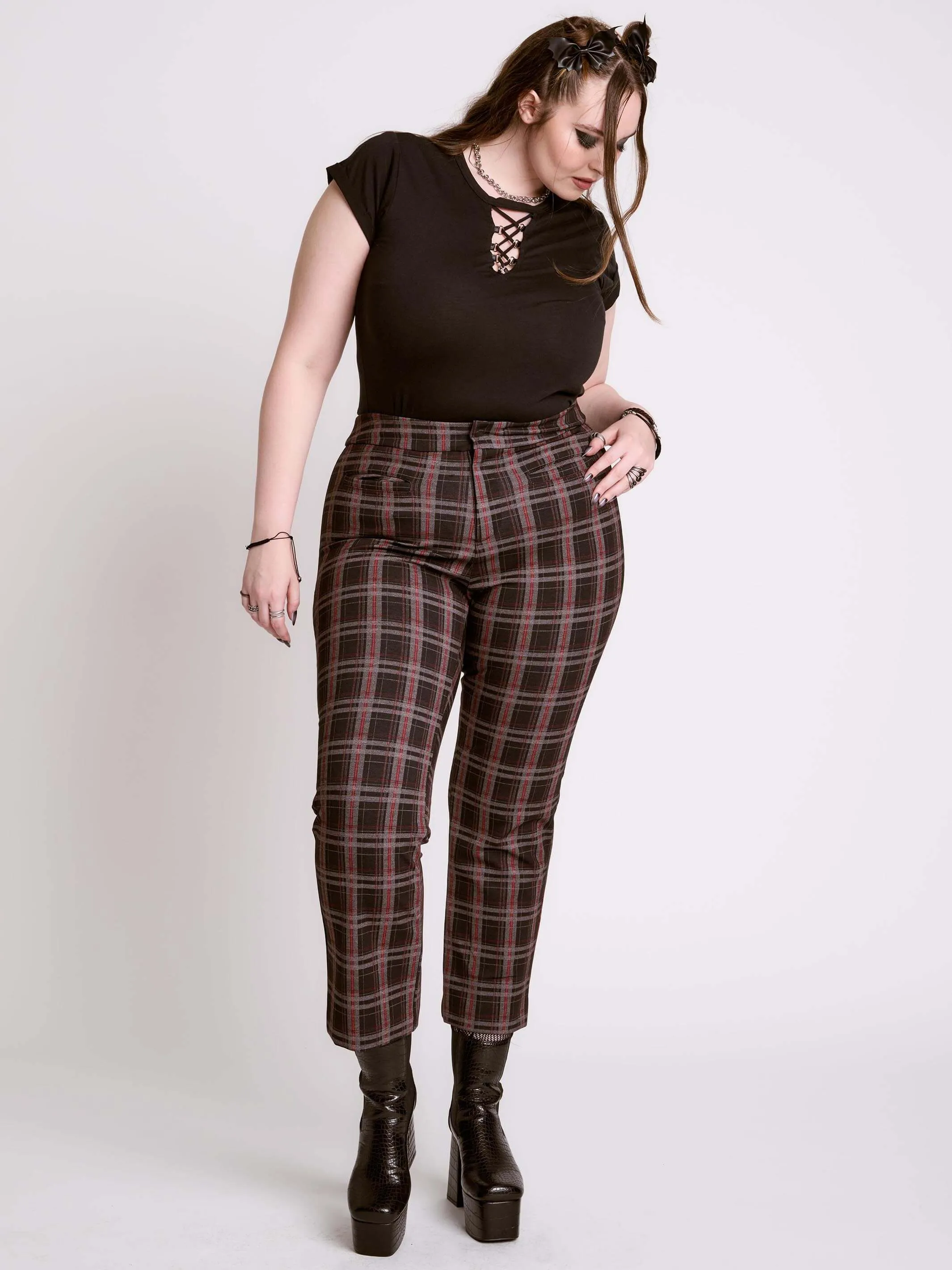 Cropped Vintage Plaid Pants