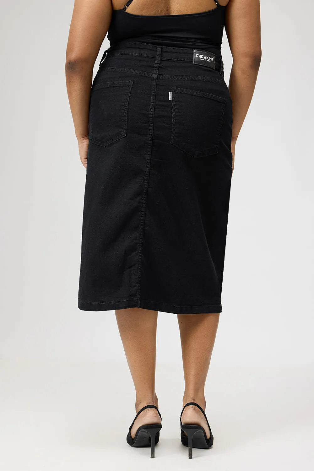 Curve Black Buttoned Bodycon Skirt