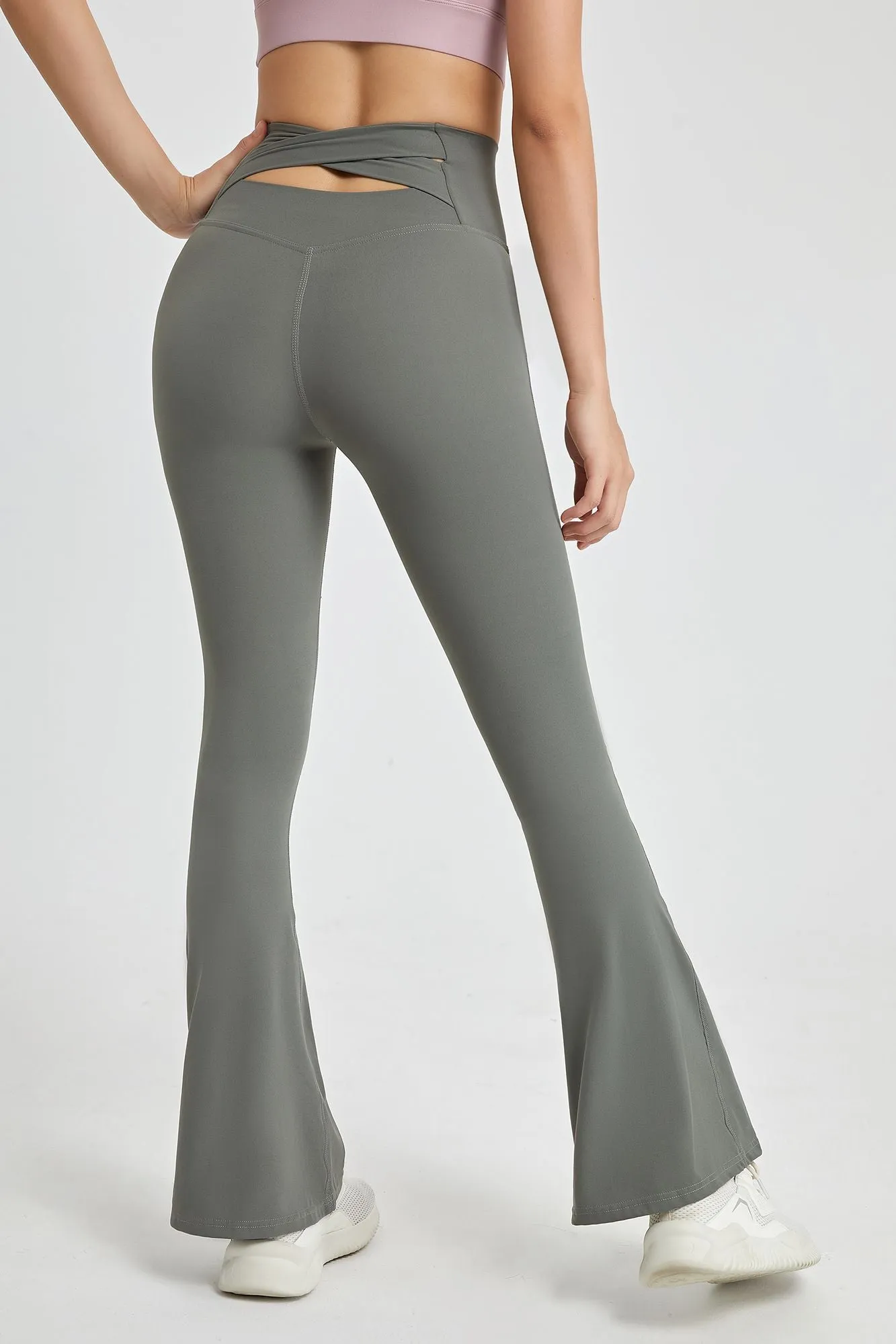 Cutout Cross Back Flare Leggings