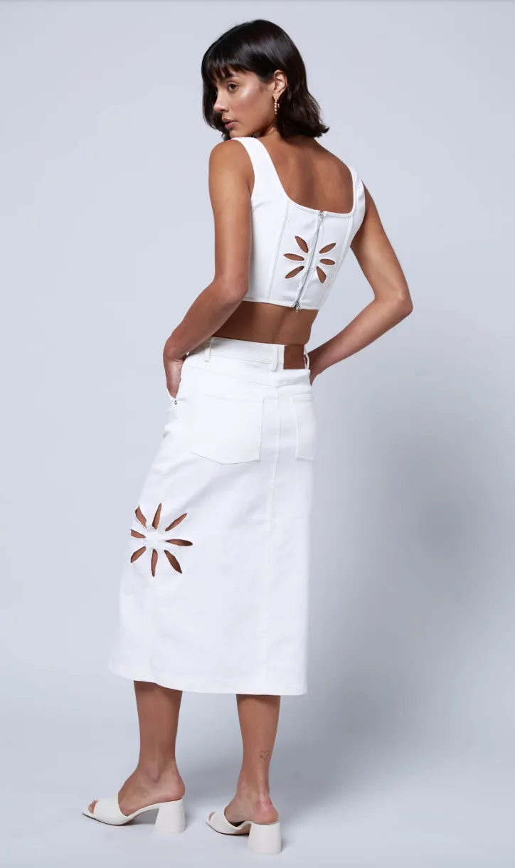 Daisy Cutout Utility Midi Skirt