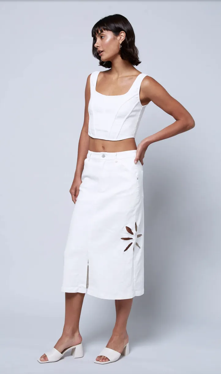 Daisy Cutout Utility Midi Skirt