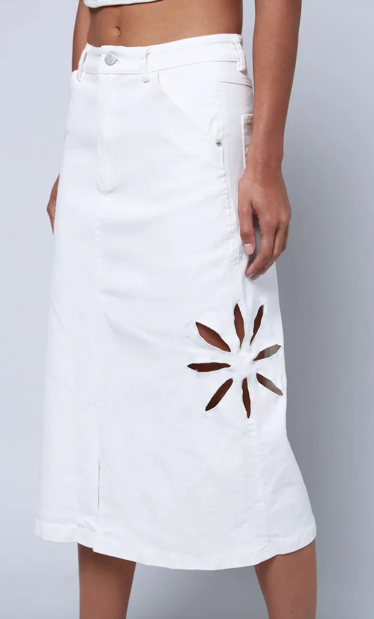 Daisy Cutout Utility Midi Skirt