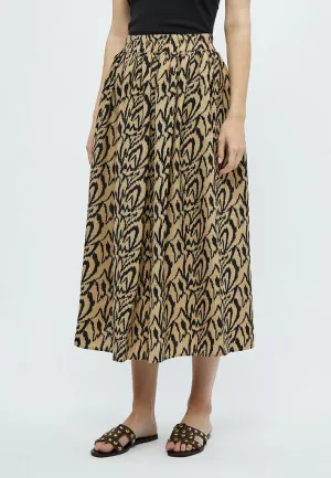 Daniela High Waist Midcalf Skirt - Cuban Sand Print