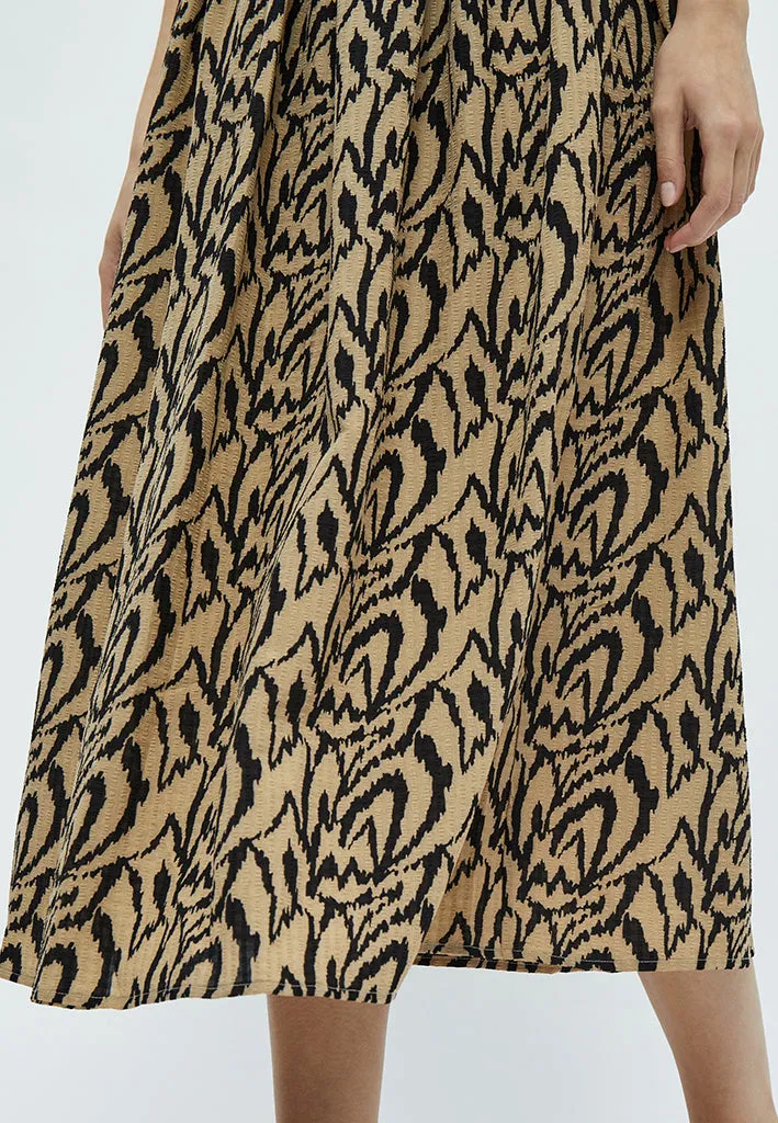 Daniela High Waist Midcalf Skirt - Cuban Sand Print