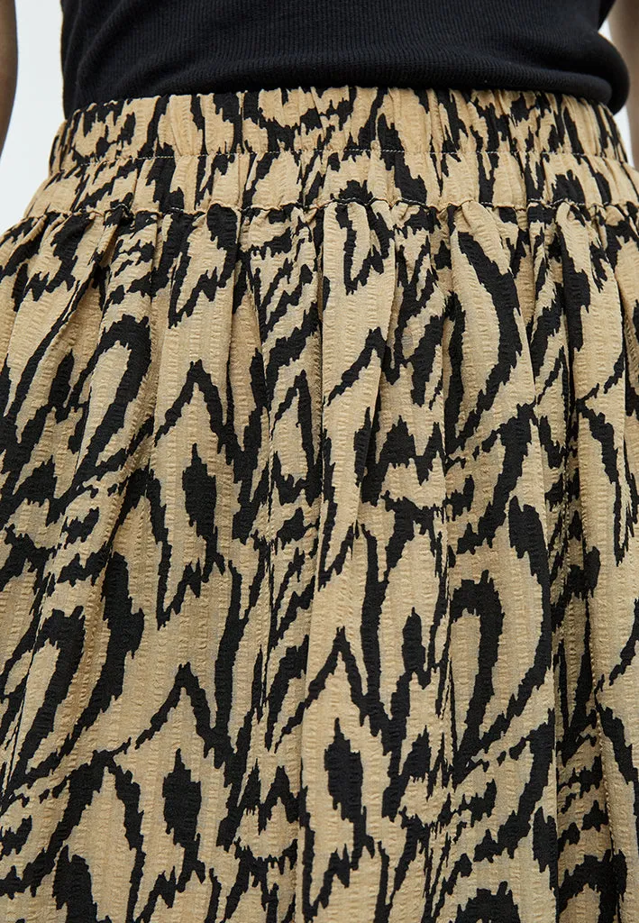 Daniela High Waist Midcalf Skirt - Cuban Sand Print