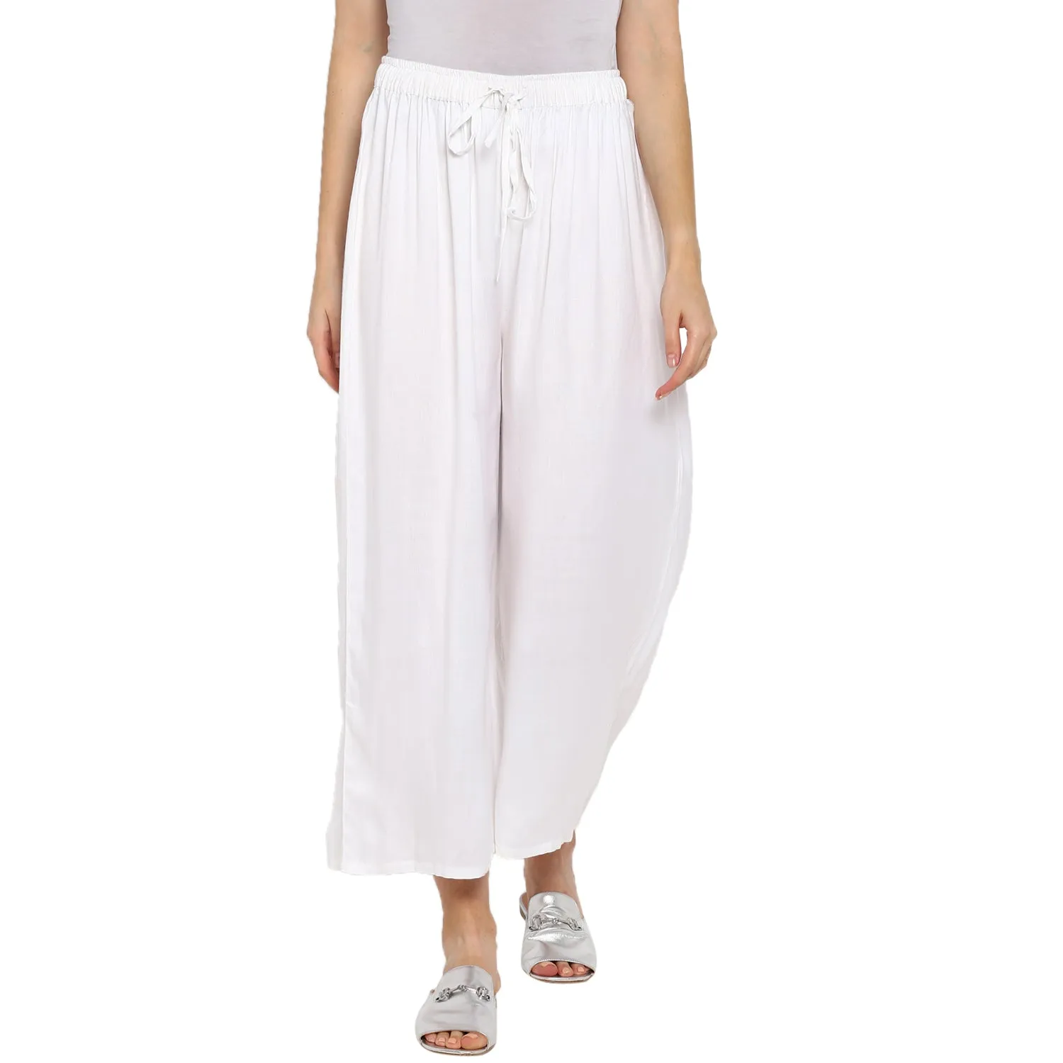 Darzaania White Freesize Palazzo