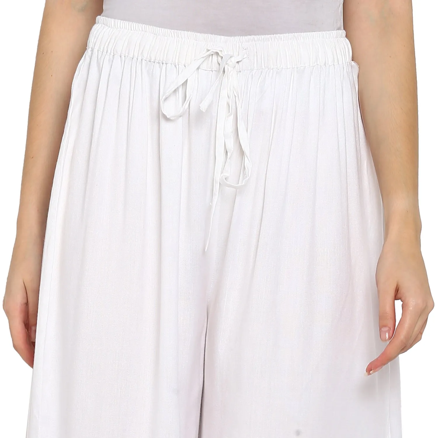 Darzaania White Freesize Palazzo