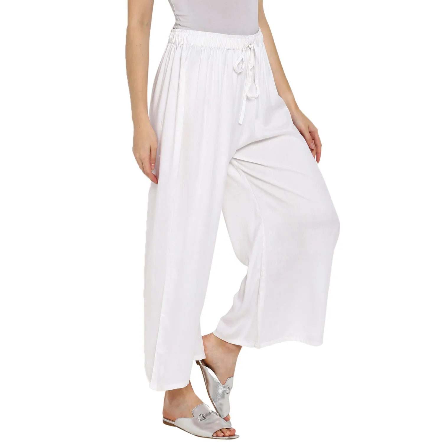 Darzaania White Freesize Palazzo