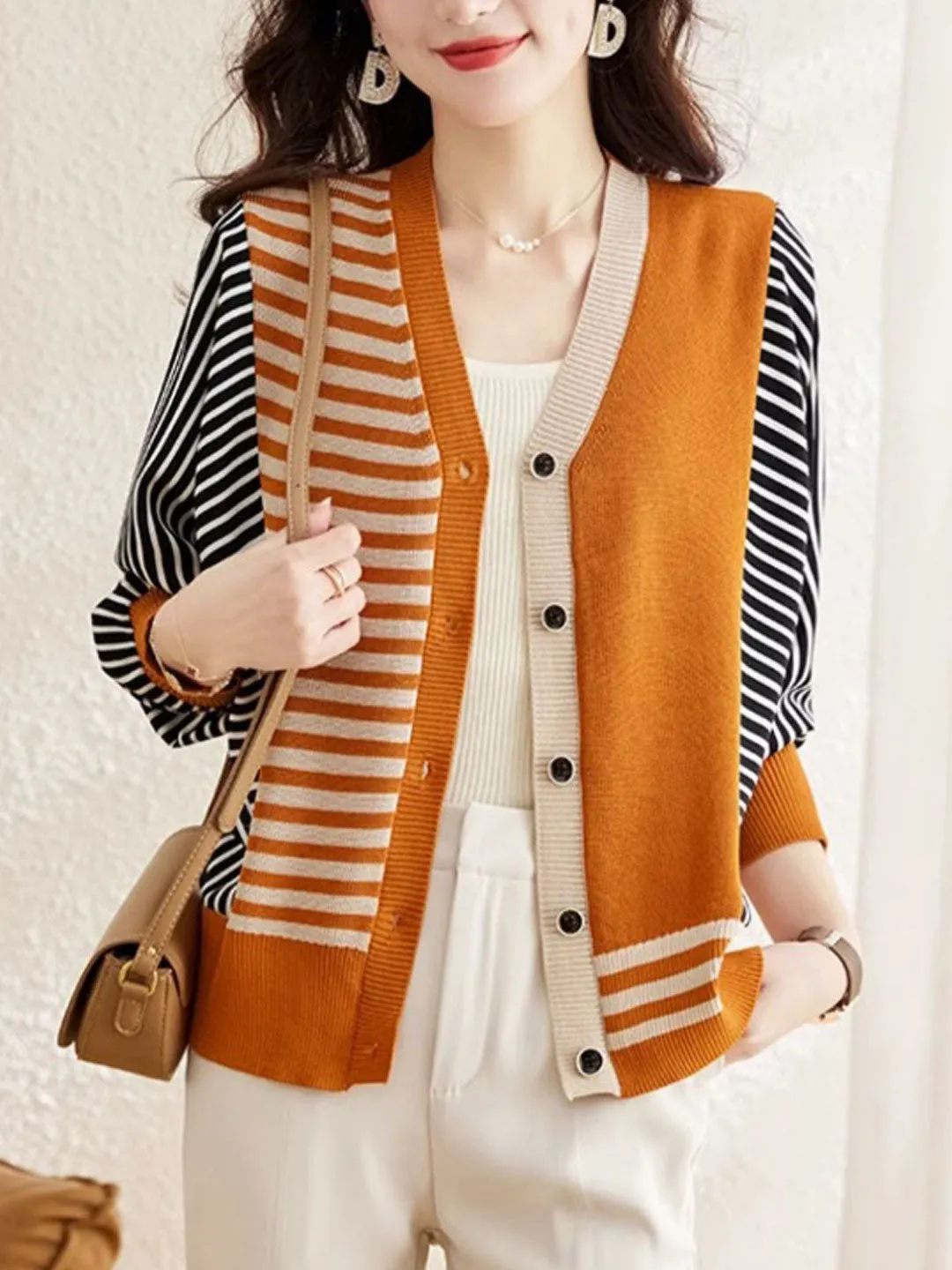 Desideria Vest | Casual V-Hals Gestreept Vest