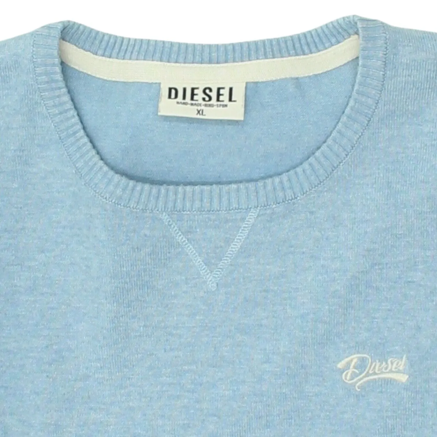 Diesel Mens Blue Crew Neck Jumper | Vintage High End Designer Sweater VTG