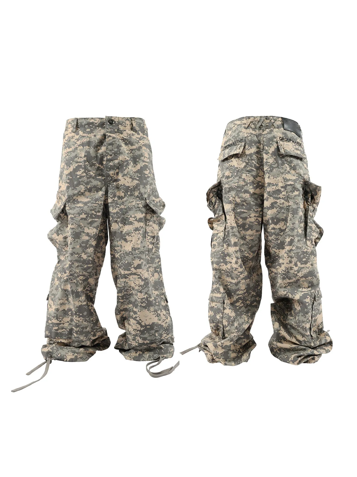 Digital Camouflage Adjustable Drawstring Baggy Pants