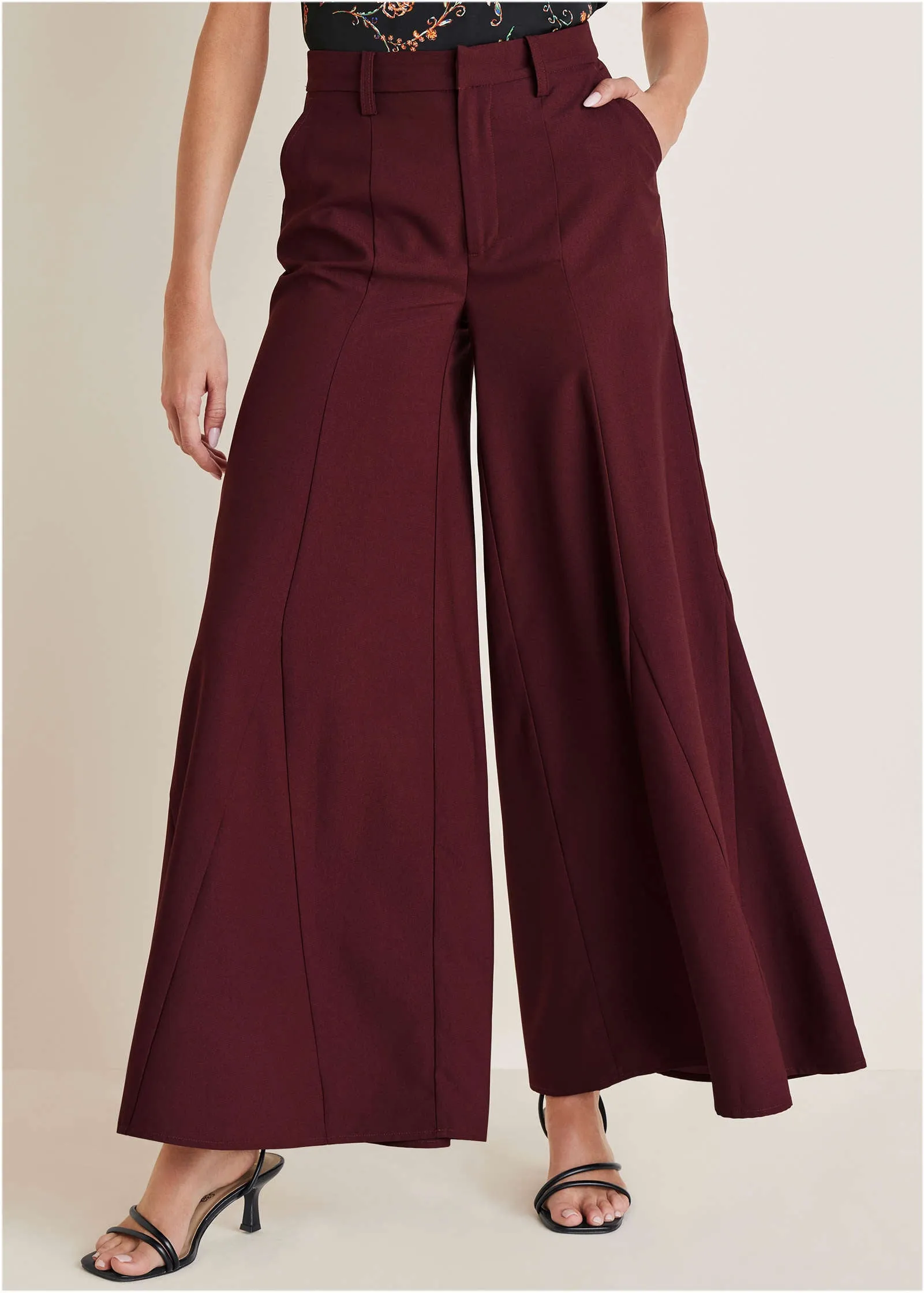 Dramatic Flare Pants - Wine