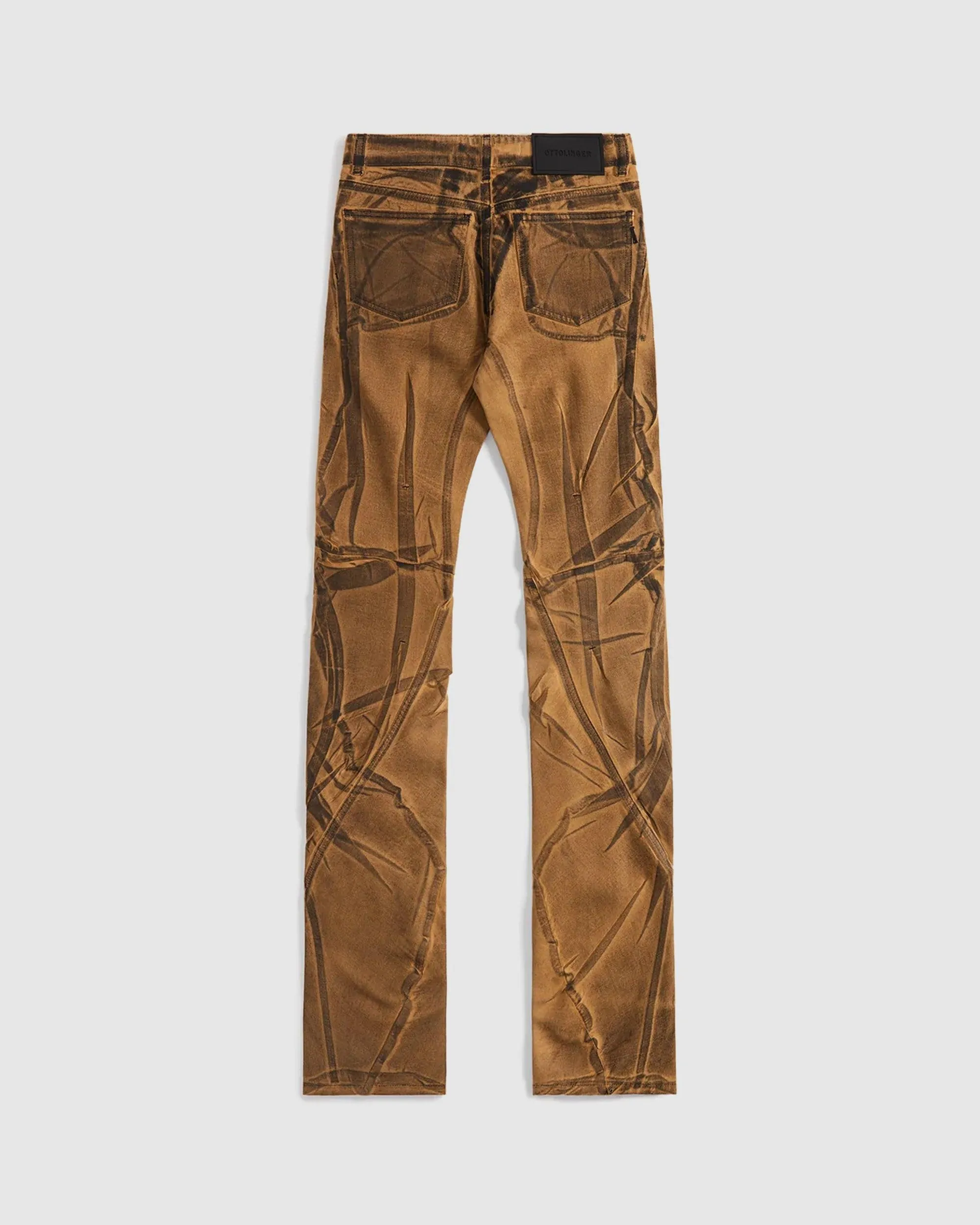 Drape Denim Pants Brown/Black Paint