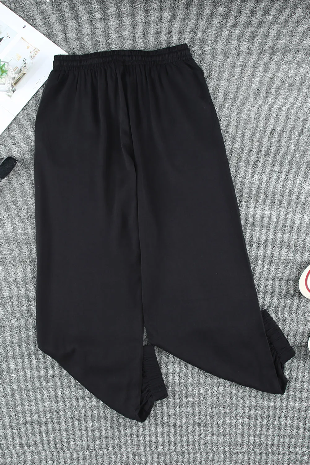 Drawstring Elastic Waist Pull-On Casual Pants With Pockets