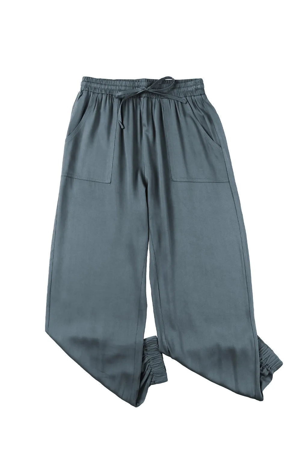 Drawstring Elastic Waist Pull-On Casual Pants With Pockets