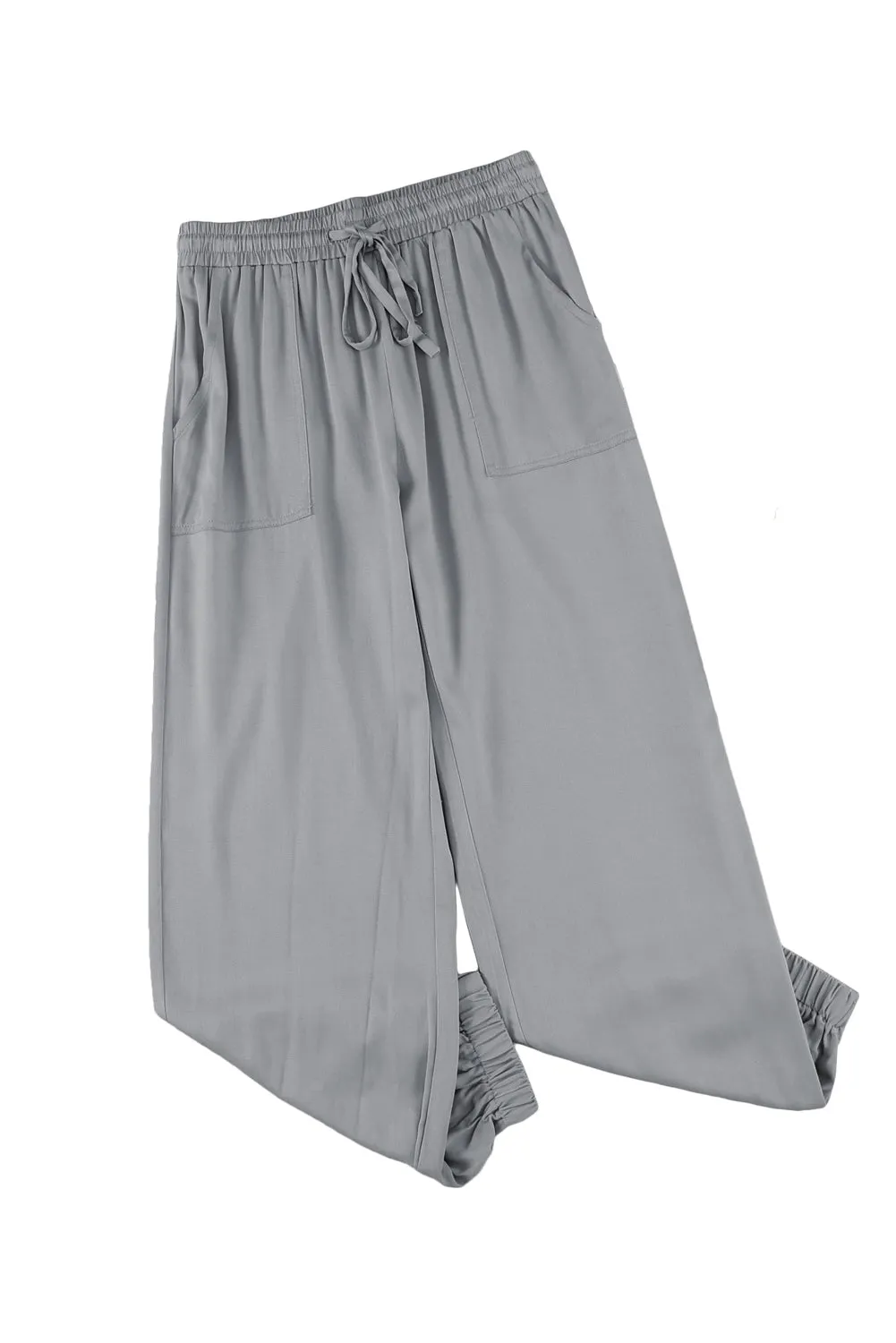 Drawstring Elastic Waist Pull-On Casual Pants With Pockets