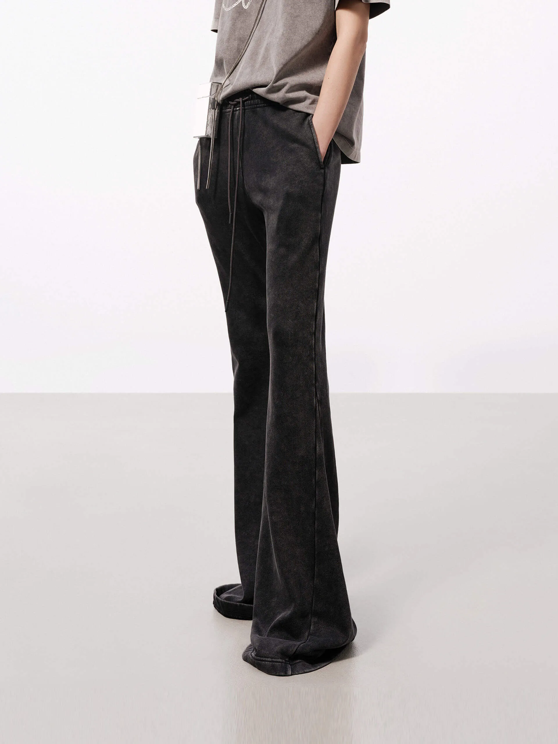 Drawstring Waist Flared Pants