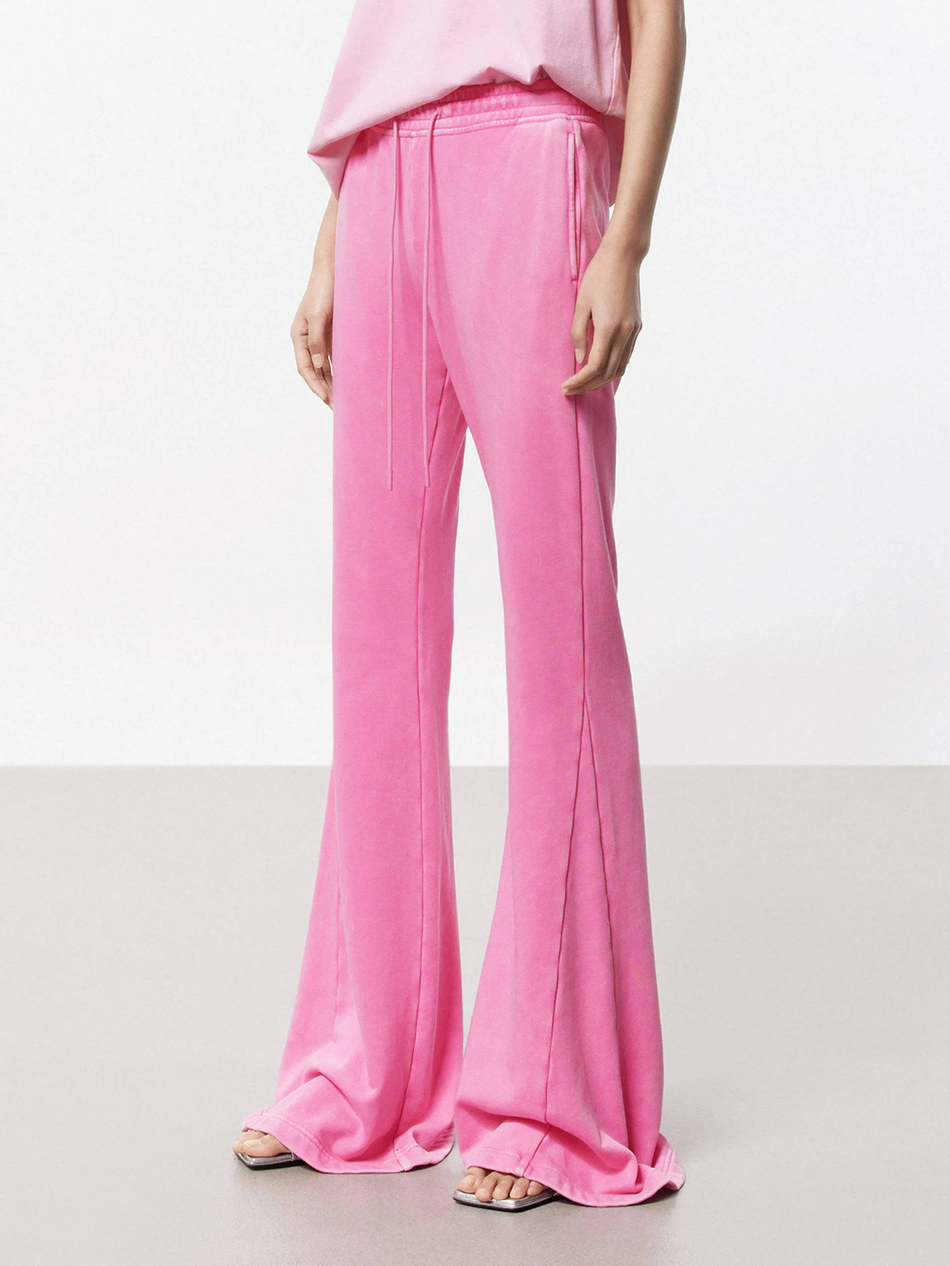 Drawstring Waist Flared Pants