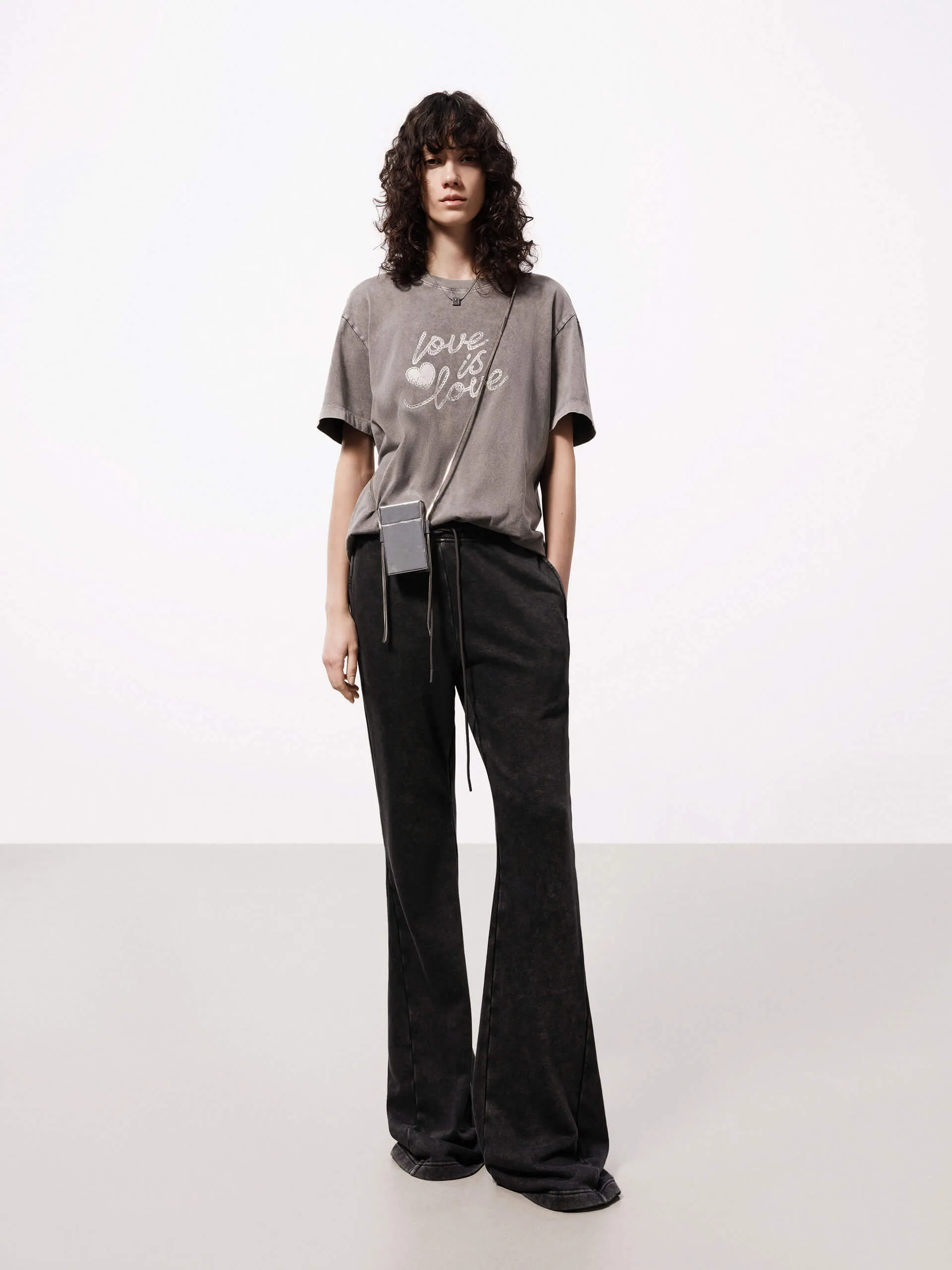 Drawstring Waist Flared Pants