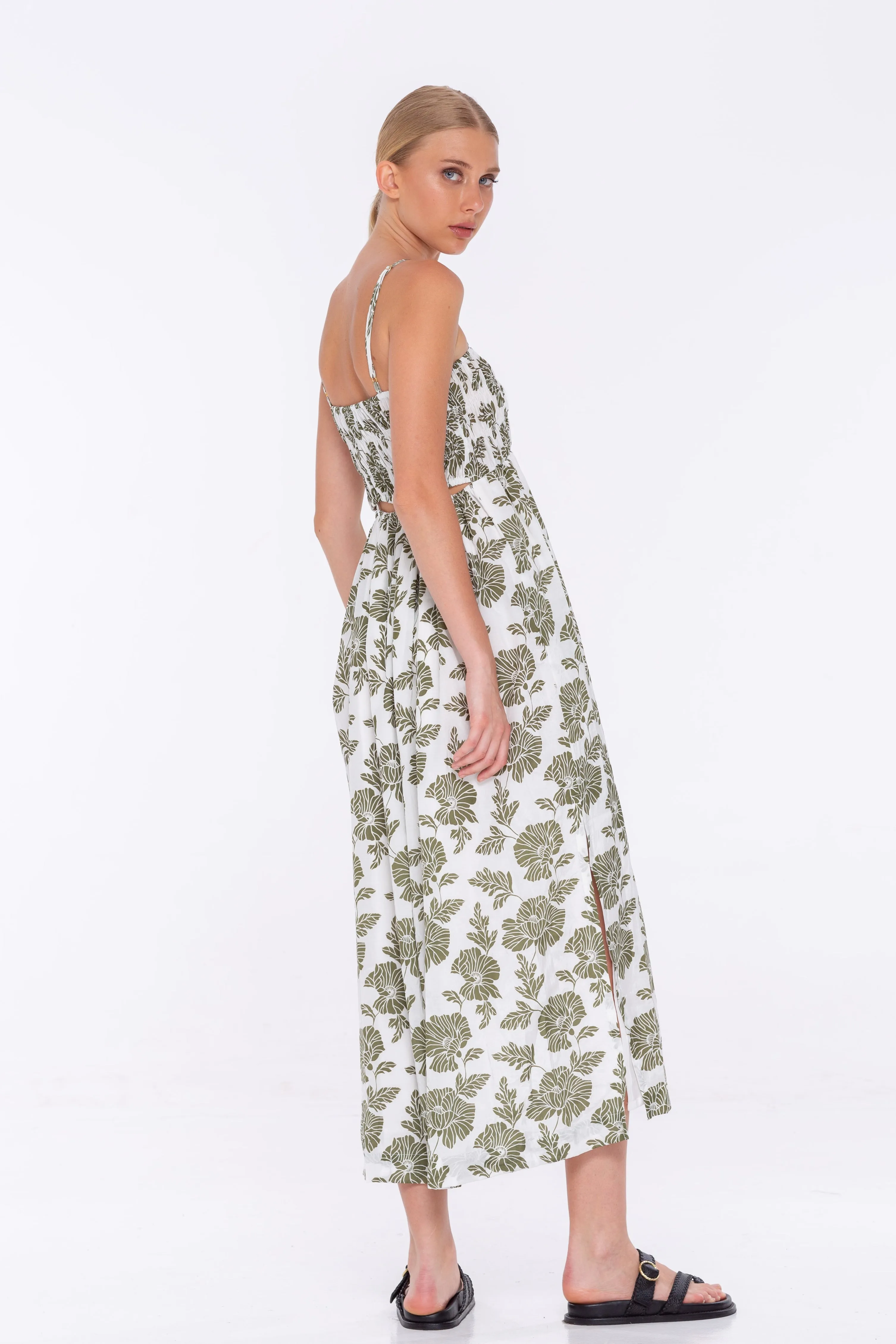 Dune Dress - Exclusive Ivory/Khaki Floral