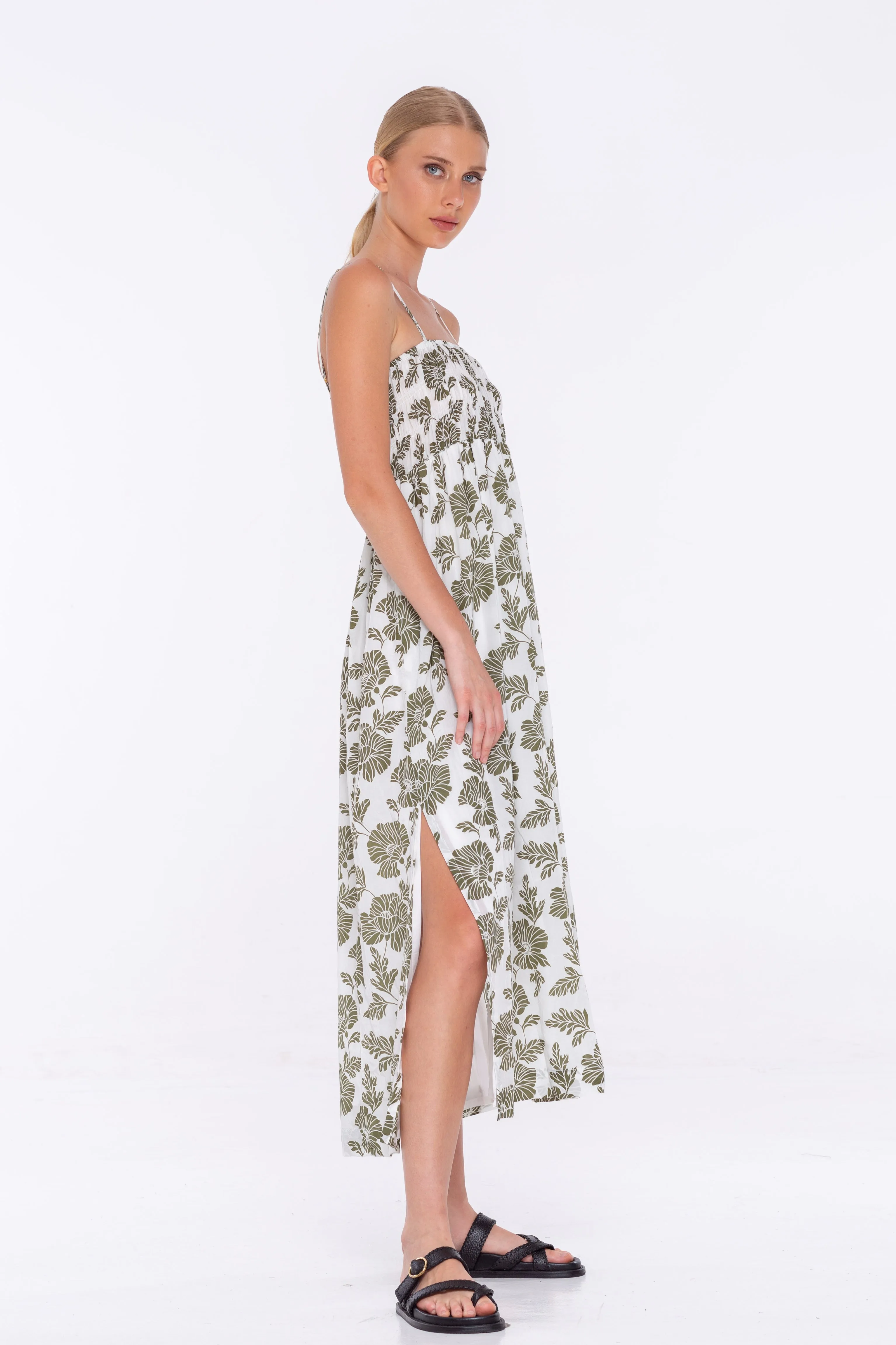 Dune Dress - Exclusive Ivory/Khaki Floral