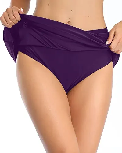 Elastic Waist Mid Waist Swim Bottoms for Women Swimsuit Bottoms