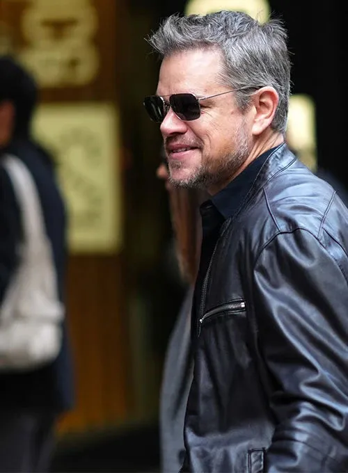 ELEGANT MATT DAMON LEATHER JACKET