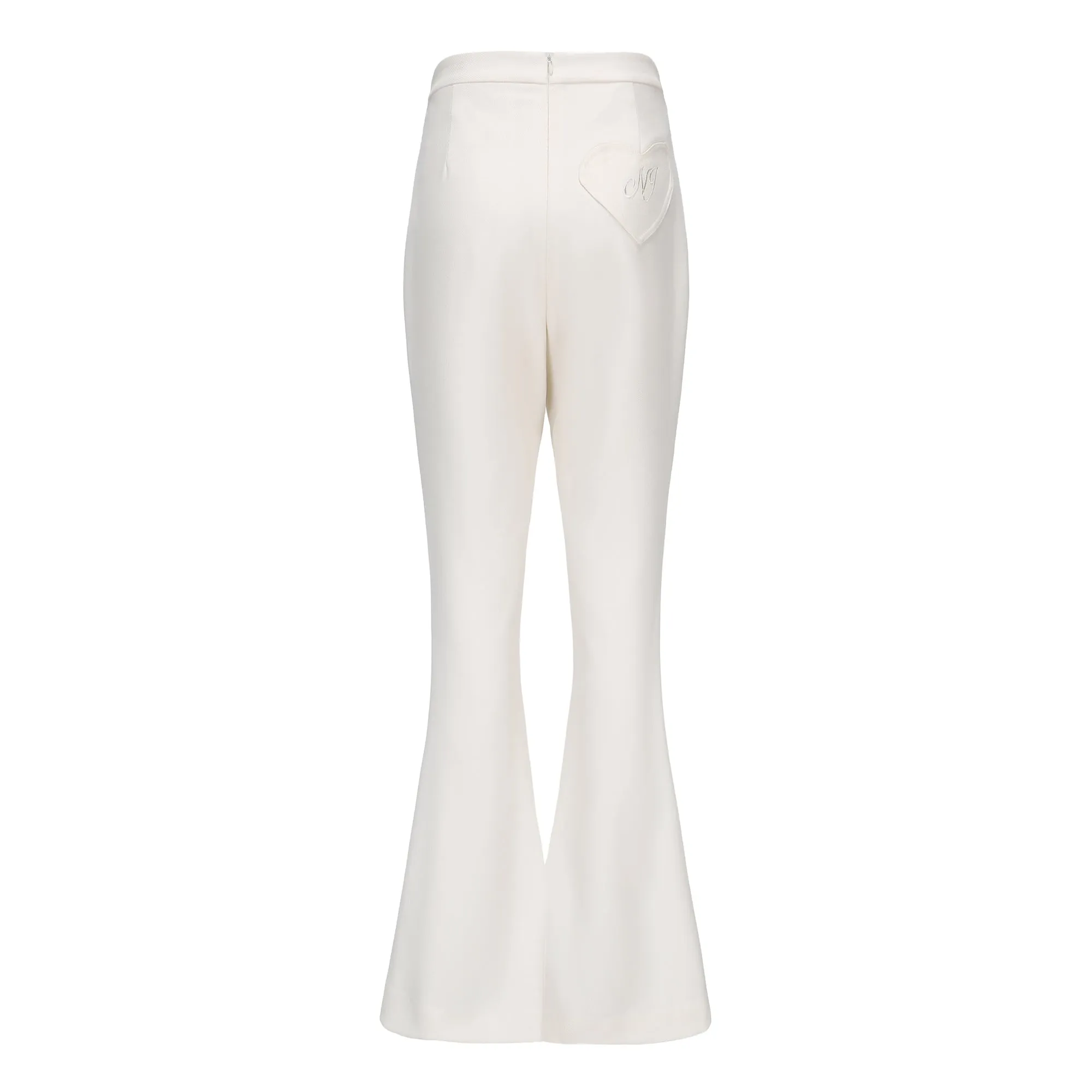 Elle Heart Buckle Pants (White) (Final Sale)