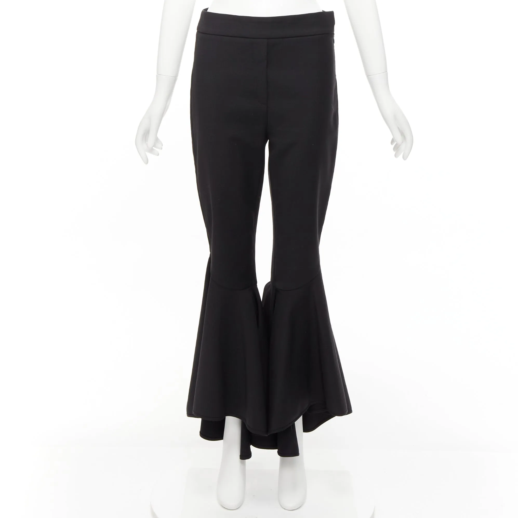 ELLERY black virgin wool blend cropped cascared flared pants US8 L