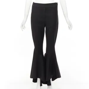 ELLERY black virgin wool blend cropped cascared flared pants US8 L