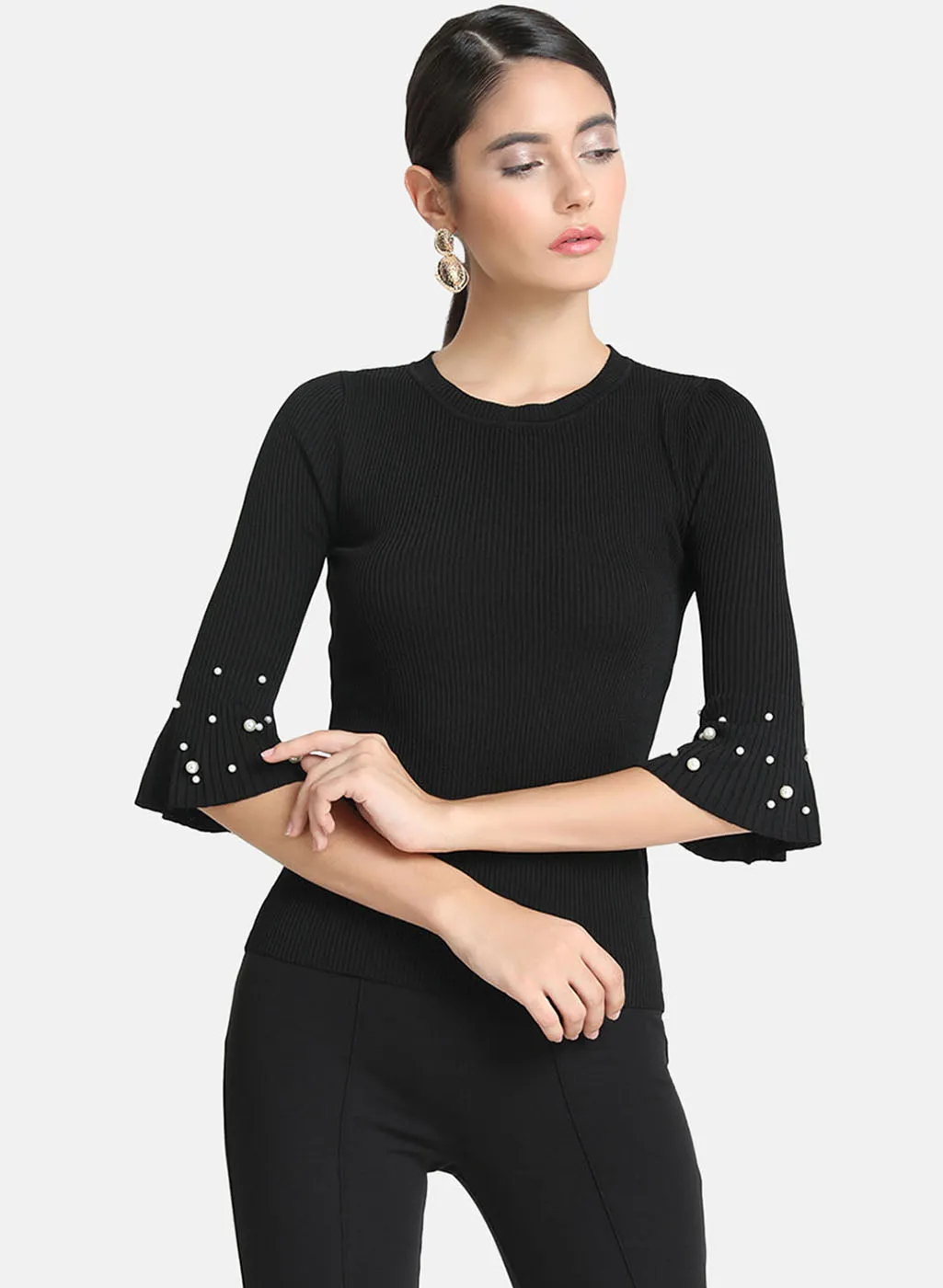 Embellished Flared Sleeves Top