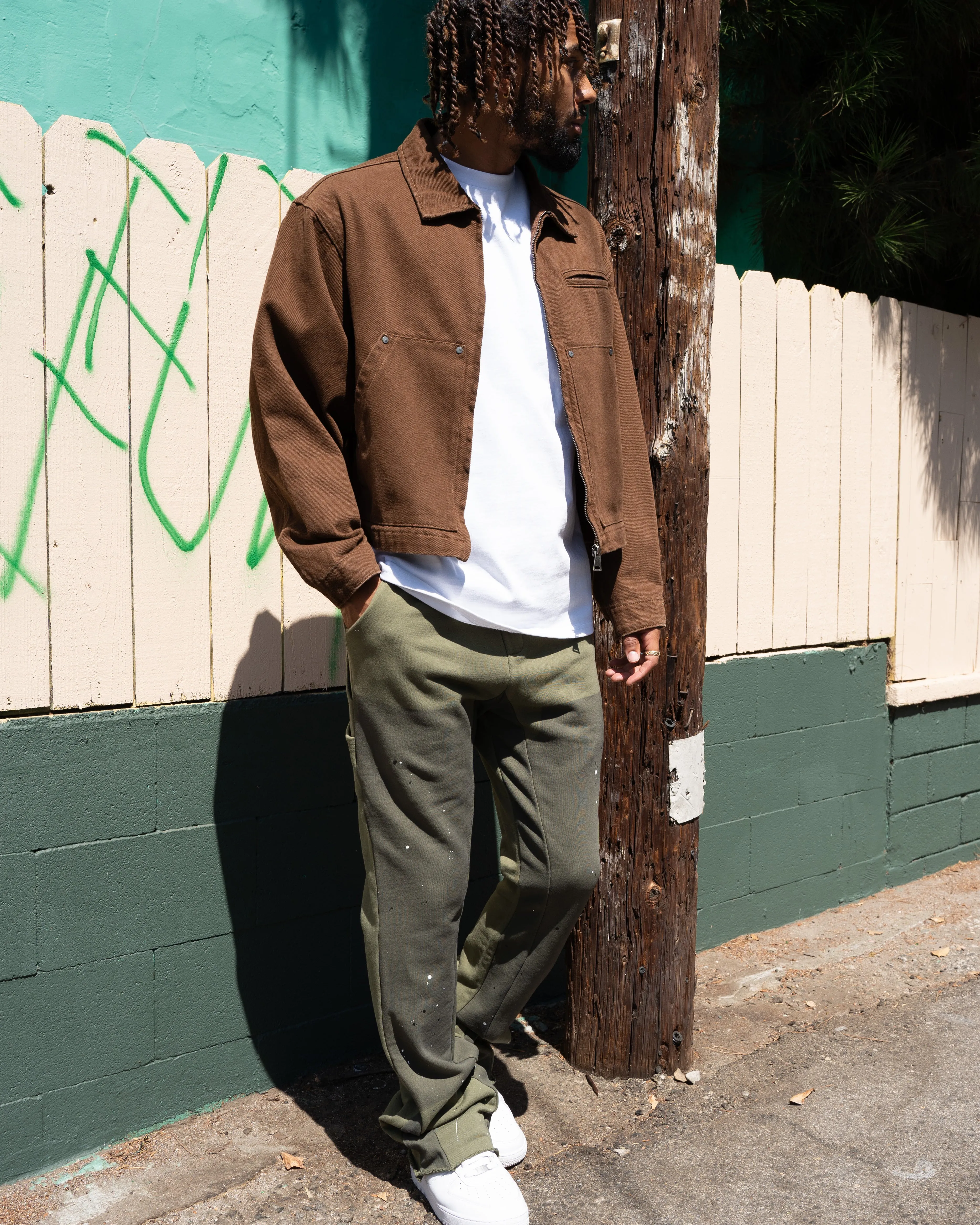 EPTM FRENCH TERRY CARPENTER PANTS - OLIVE