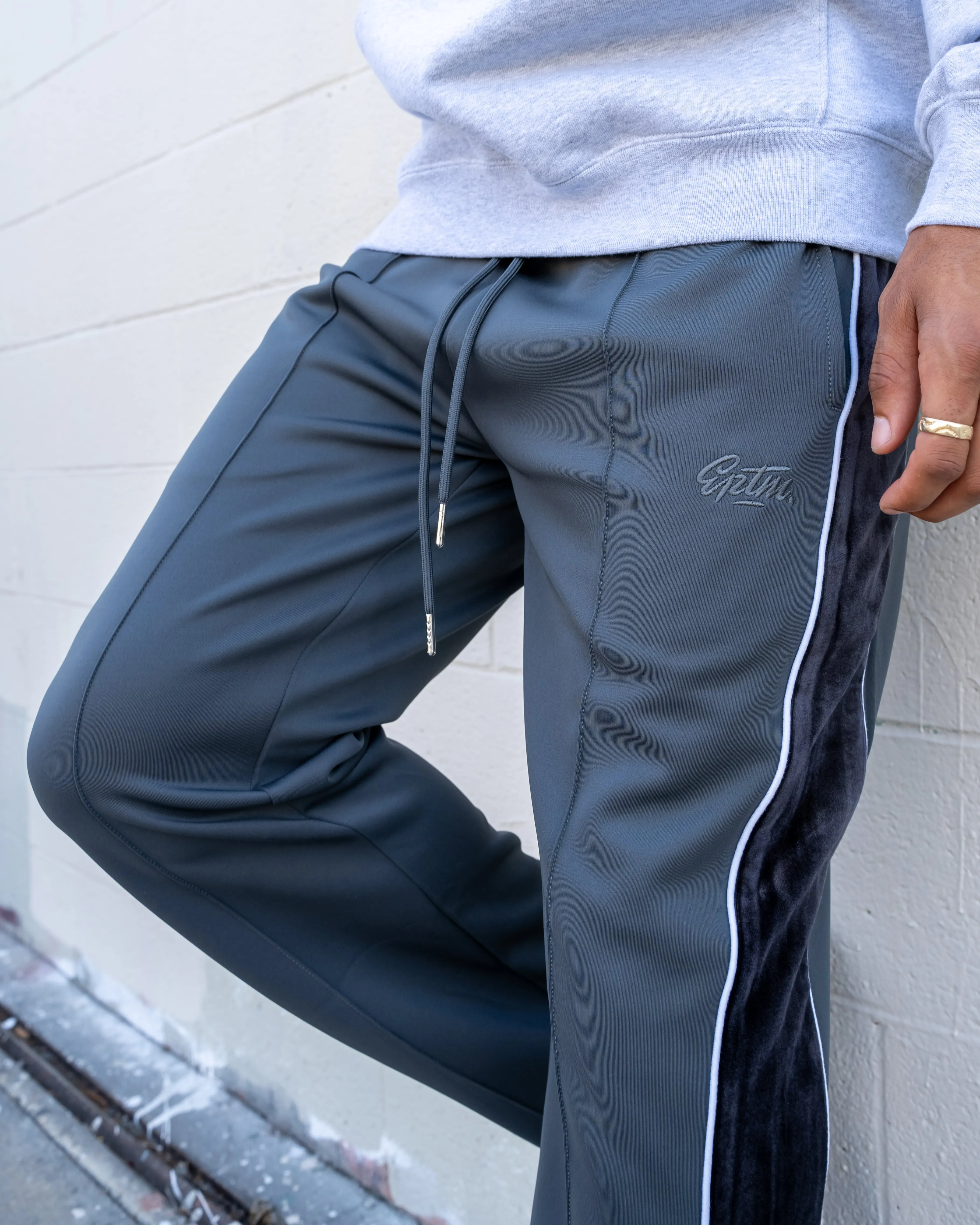 EPTM VELOUR PIPING TRACK PANTS - GREY