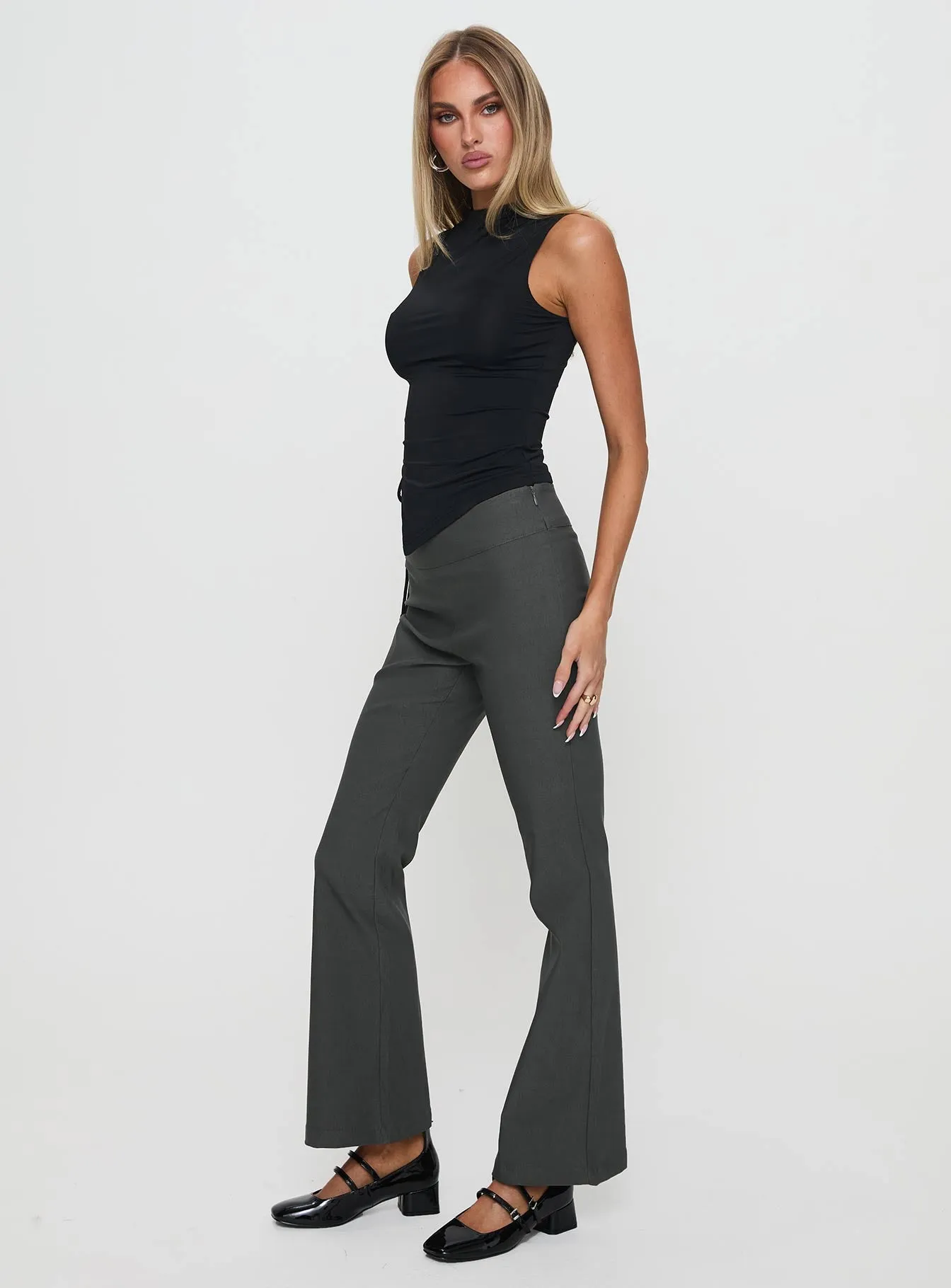 Everyday Flared Pants Slate Grey