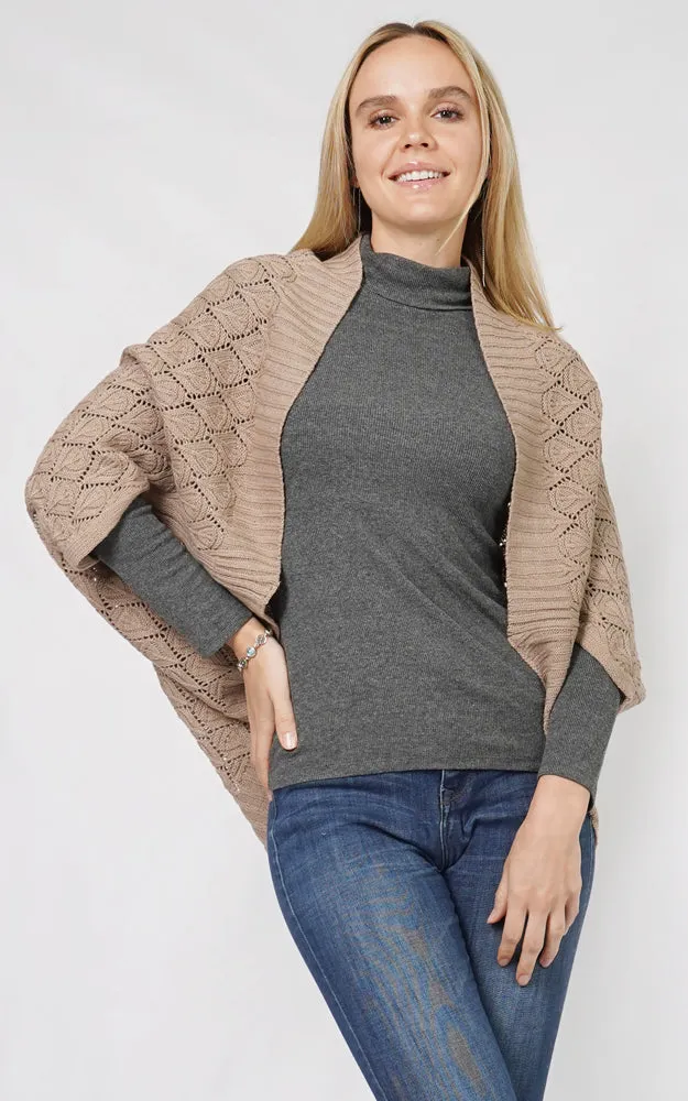 EVT10906 DIAMOND KNIT SHRUG CAPE SHAWL