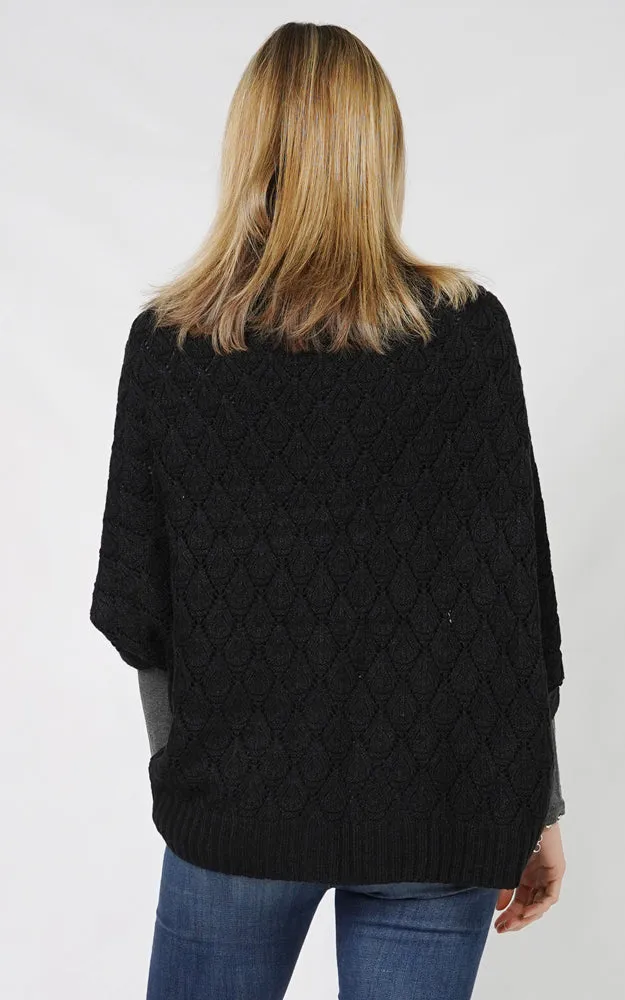 EVT10906 DIAMOND KNIT SHRUG CAPE SHAWL