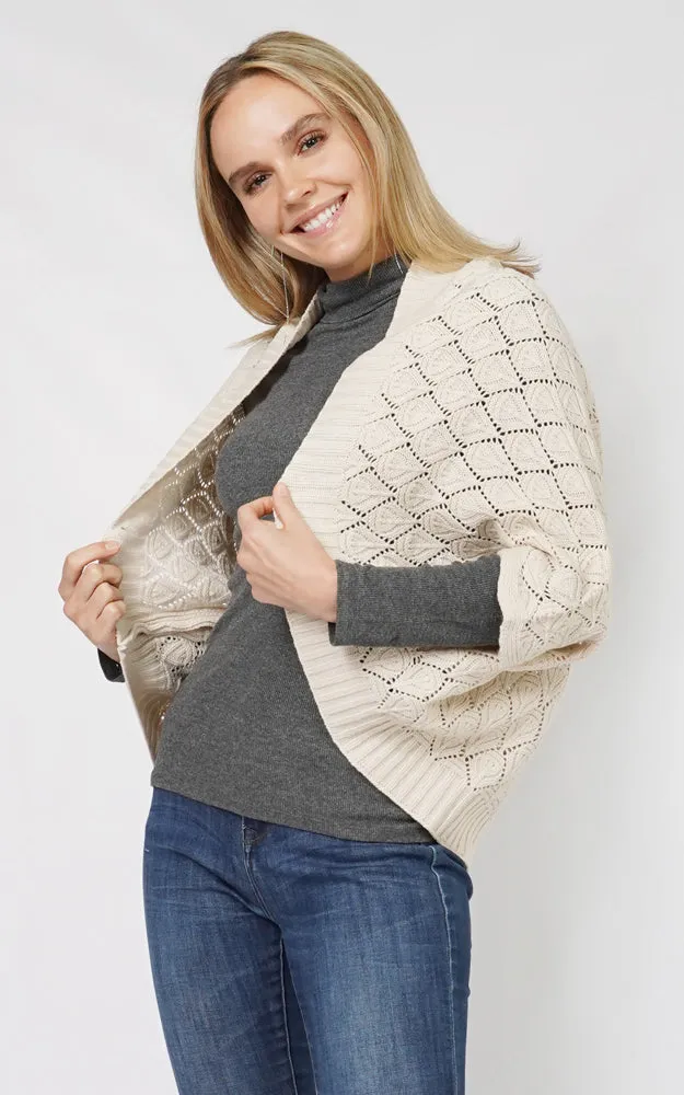 EVT10906 DIAMOND KNIT SHRUG CAPE SHAWL