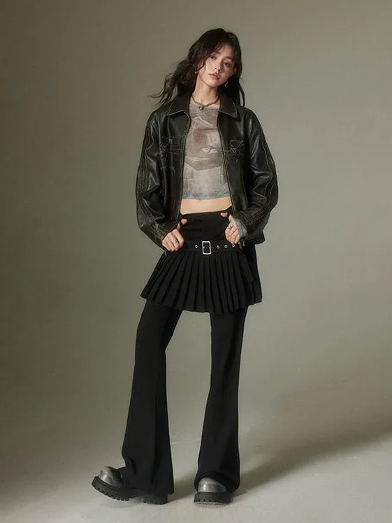 Fake Two-piece Micro-flared Pants