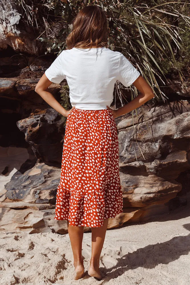 False Alarm Midi Skirt Red