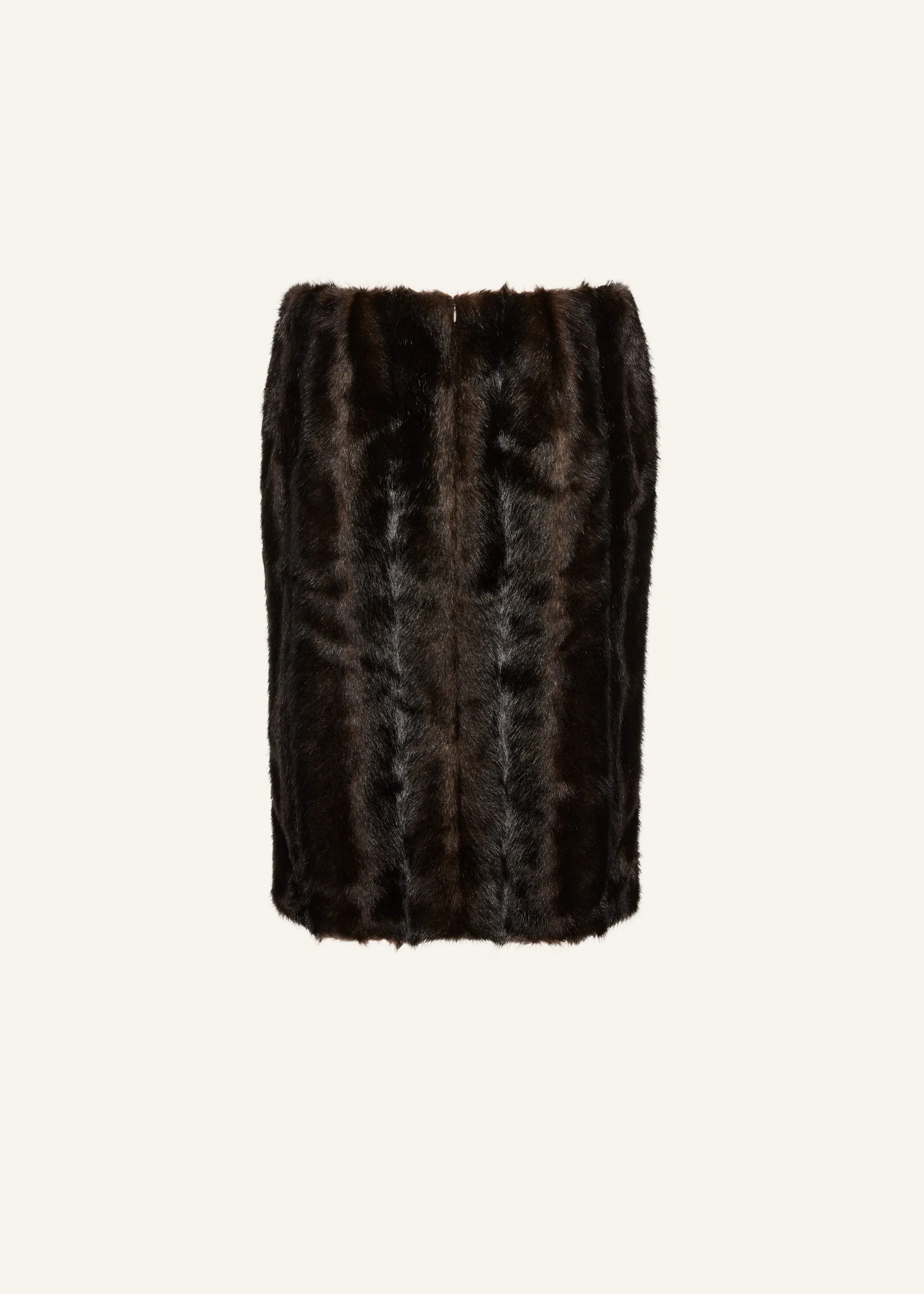 Faux-fur midi skirt in brown