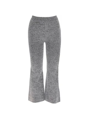 Flared Ribbed Knit Trousers