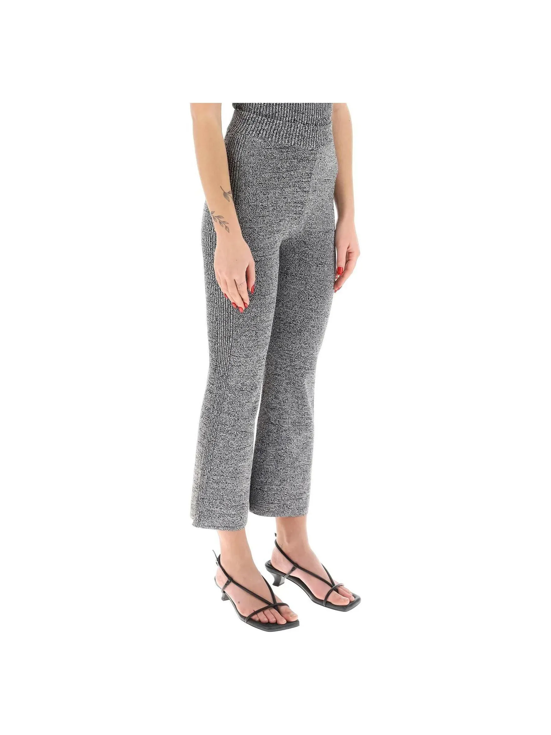 Flared Ribbed Knit Trousers