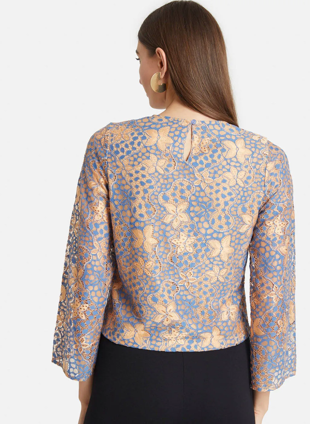 Flared Sleeve Lace Top