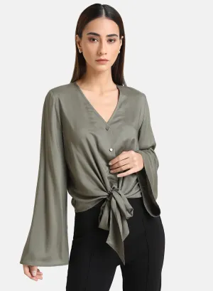 Flared Sleeves Tie-Up Top